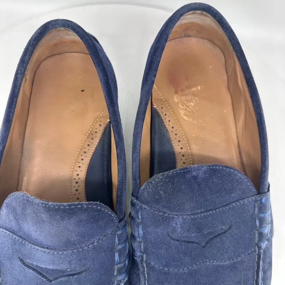 Polo Reynold Navy Blue Leather Oxford Loafers Driving Aviator Shoe Mens Size 13